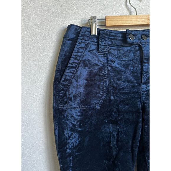 PAIGE Women's Cut Dark Blue Mayslie Mid Rise Lustrous Velvet Jogger Size 28 - Picture 5 of 11